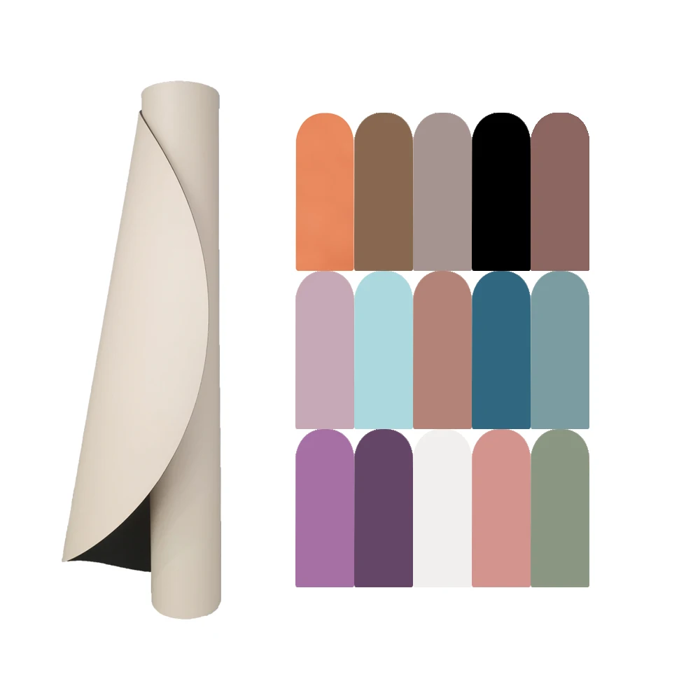 

Custom Logo Oval Shaped Arch Custom Nude Beige Color PU Travel Eco Friendly Yoga Mat Non slip Pu Rubber Yoga Mat