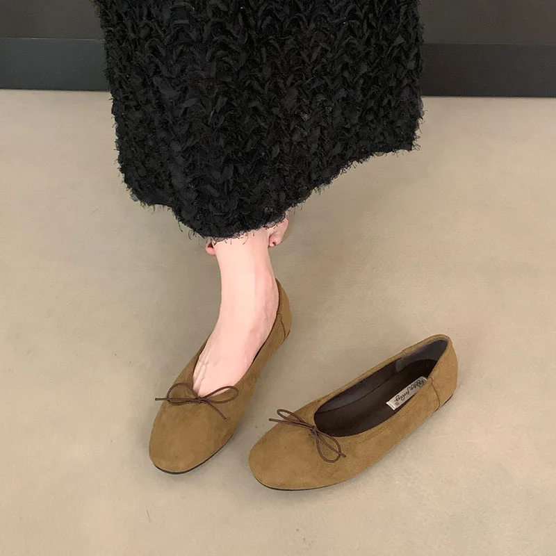 Neue modische Ballerinas mit Schmetterlingsknoten für Damen, flache Schuhe, lässige Ballerinas mit runder Spitze, flache, weiche Damen-Slipper. – Detail 6