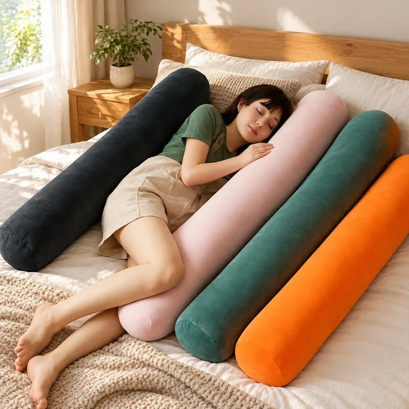 Extra-Long Bolster Cushion for Pregnancy Support, Ideal for Side Sleeping and Bedtime Reading Comfort