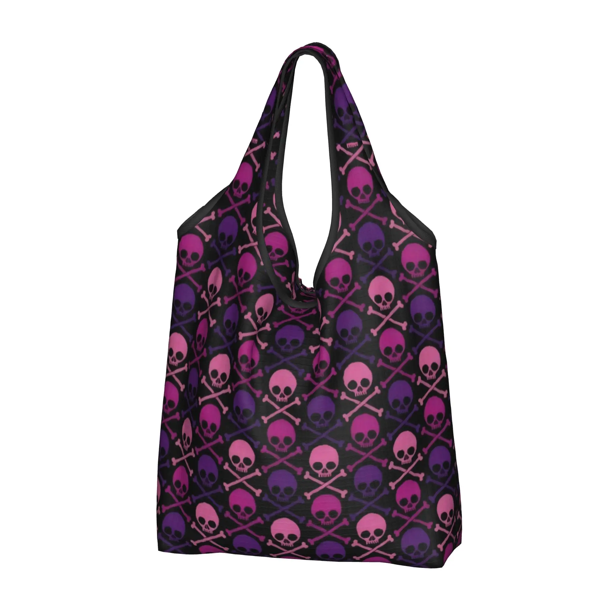 Skull  Groceries Tote Shopping Bag Women Cute Horror Skeleton  Shopper Shoulder Bag Large Capacity Handbag