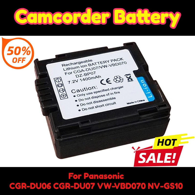 

Аккумулятор для видеокамеры 7,2 В, 1400 мАч, для Panasonic CGR-DU06 CGR-DU07 VW-VBD070 NV-GS10