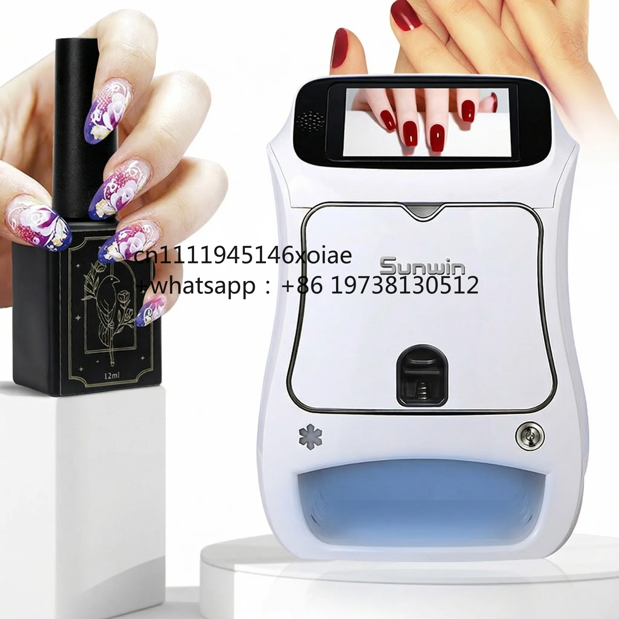 SUNWIN Electric 3D Creative Automatic Drying Integrated Nail Art Printing Painting Printer Fully Automatic Smart Nail Machine