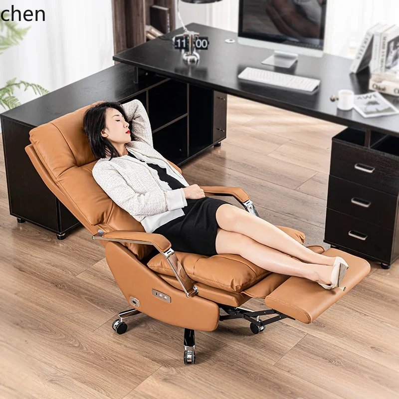 D18- leather electric boss chair office comfortable sedentary nap recliner computer chair