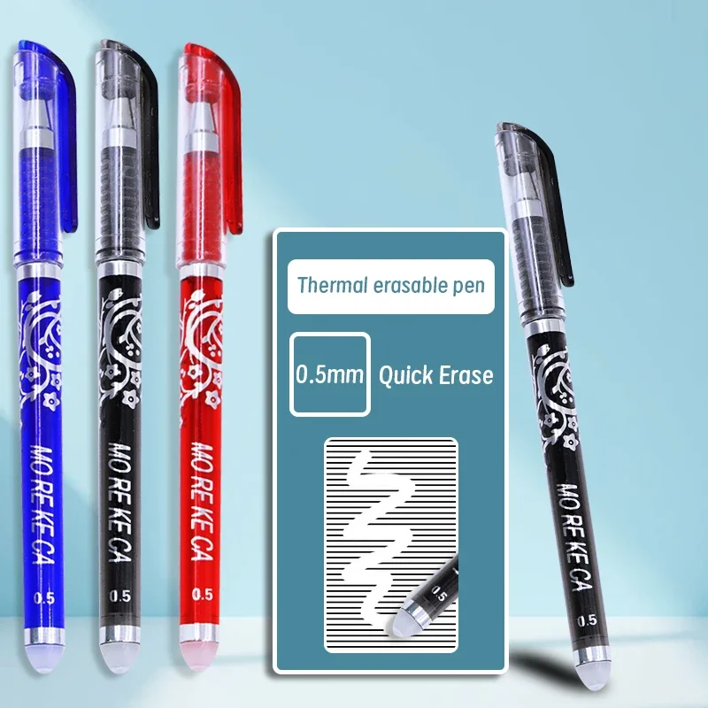 

6/12 шт. 0,5 мм стираемые гелевые ручки-черные/синие быстросохнущие чернила, подходят для школы, офиса учителя, канцелярских школьных принадлежностей