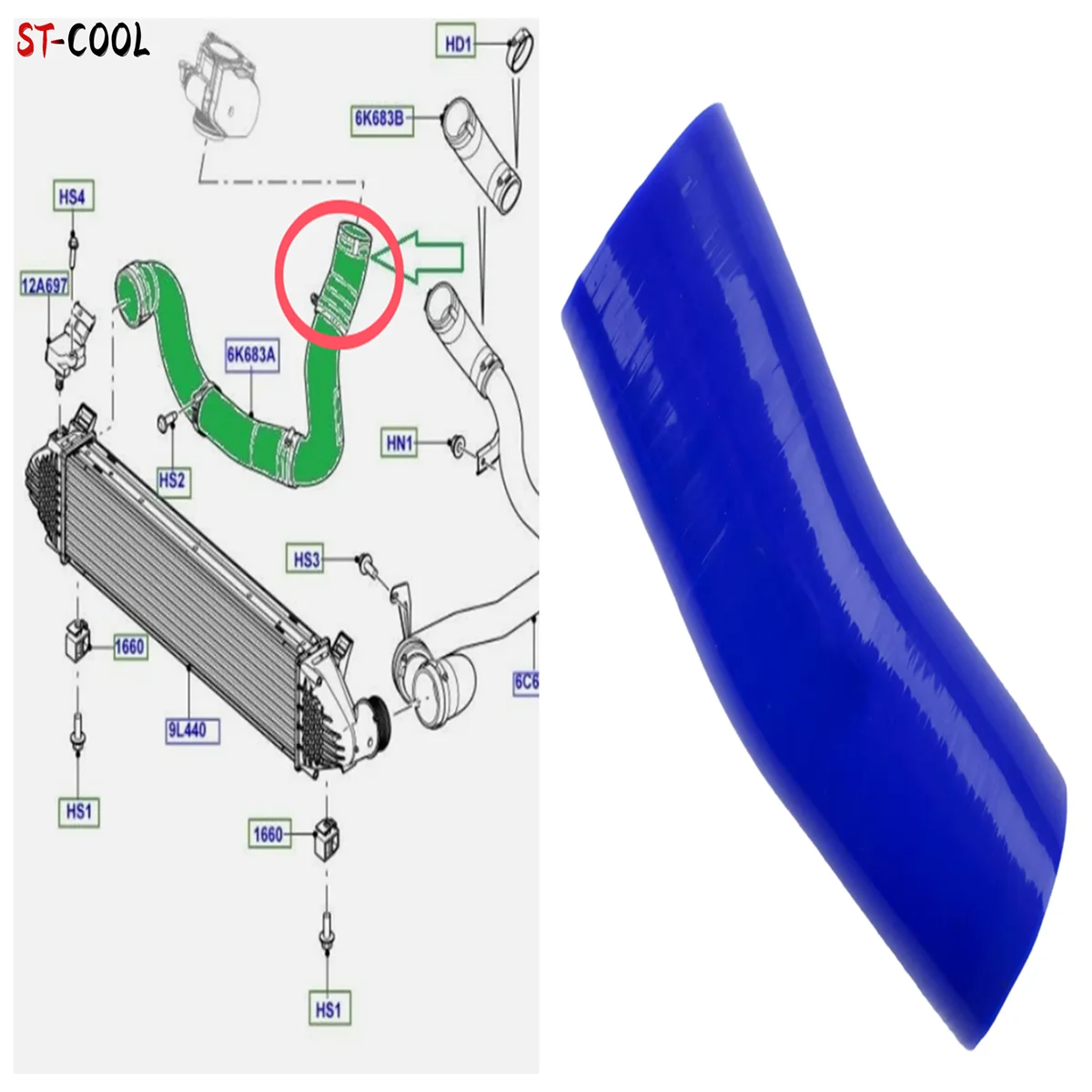 

For Land Rover Freelander 2 2.2 Td4 LR2 INTERCOOLER TO MANIFOLD SILICONE REPAIR HOSE TUBE PIPE 1PC 10 Colors