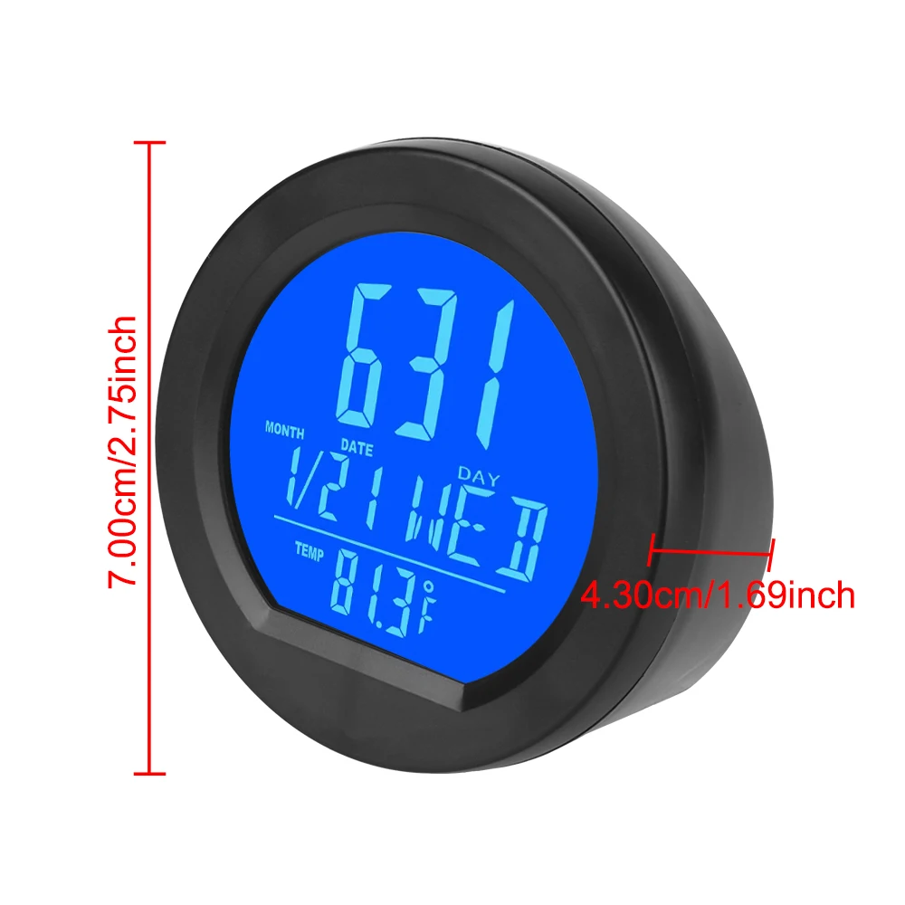 Car Electronic Thermometer Driving Time Reminder Automatic Switch High Precision Clocks Solar Car Clock Outside