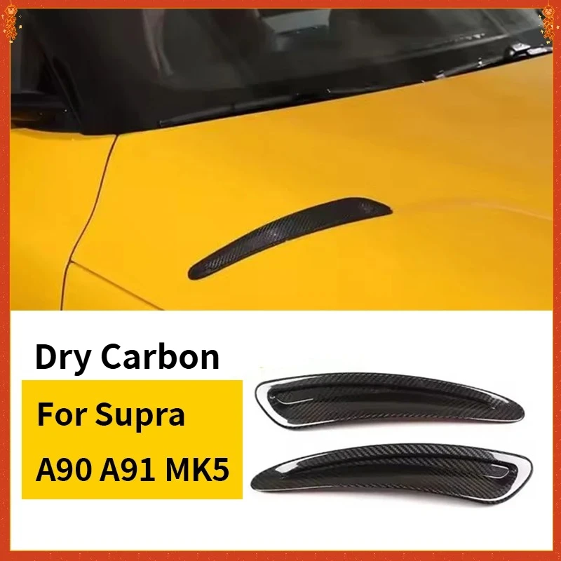 

For Toyota GR Supra A90 A91 MK5 Real Dry Carbon Fiber Hood Ventilation Air Intake Decorate Frame Trim Cover Accessories 19-20224
