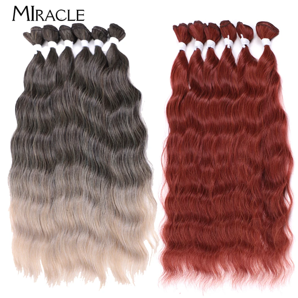 

MIRACLE Synthetic Hair Extensions Water Wave Hair Bundles 20 Inch 6pcs/pack Cosplay Hair Weaving Soft Long Weave Fake Hair