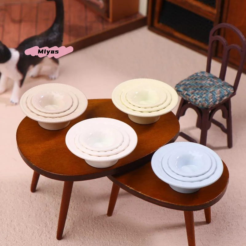 인형 집 주방 시뮬레이션 놀이 장난감 인형 집 장식 액세서리용 미니 서양 접시 세트 3개