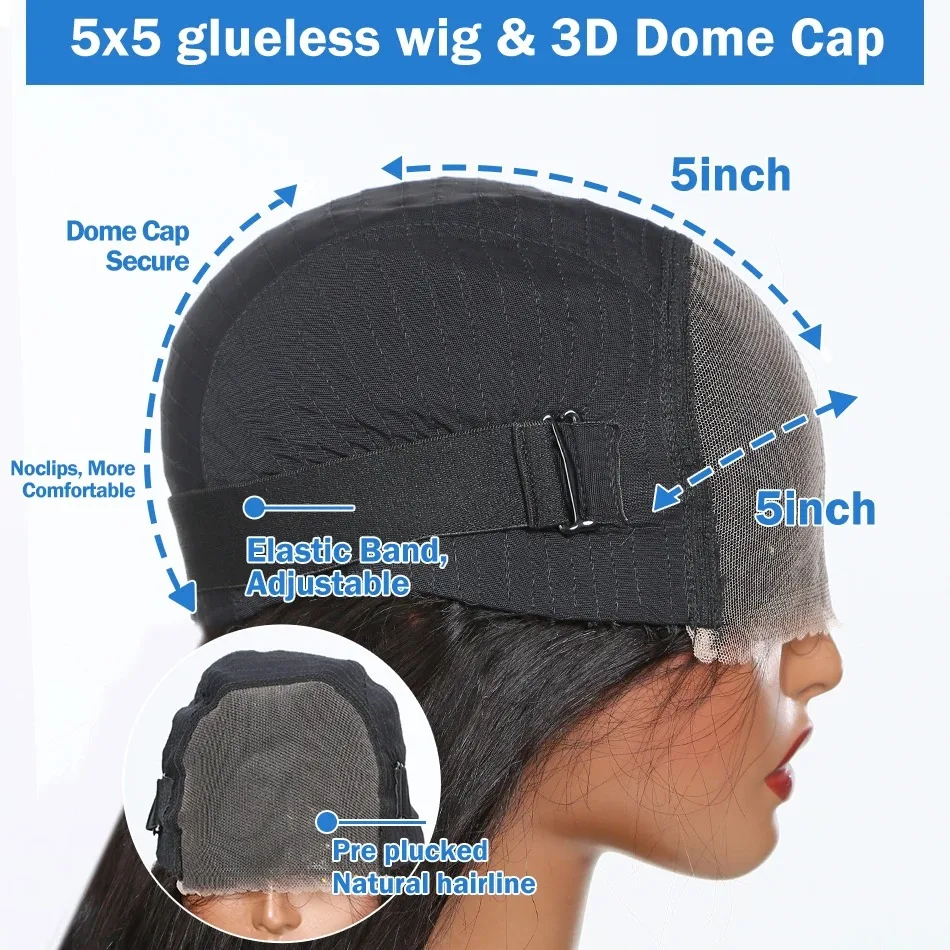 30 pulgadas suelta onda profunda sin pegamento 5x5 lista para usar peluca con cierre de encaje prearrancado agua rizada HD transparente pelucas de cabello humano de encaje