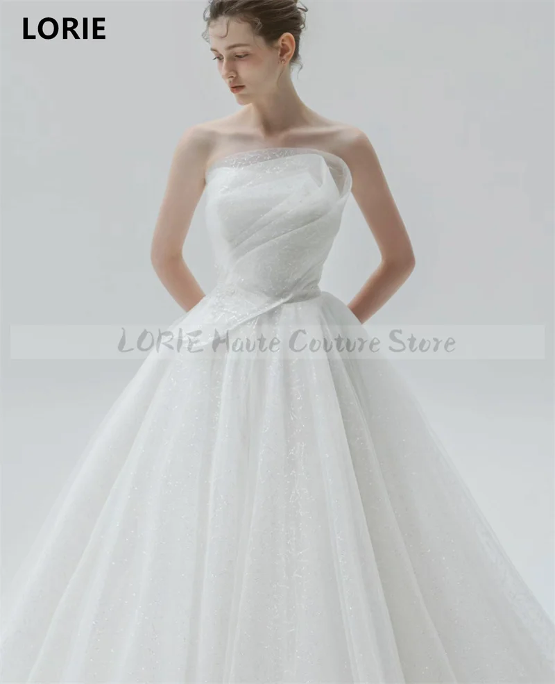 LORIE-Robe de Mariée Classique Trapèze, Corset en Cœur, Plis Sans Bretelles, Formelle, Personnalisée, 2024