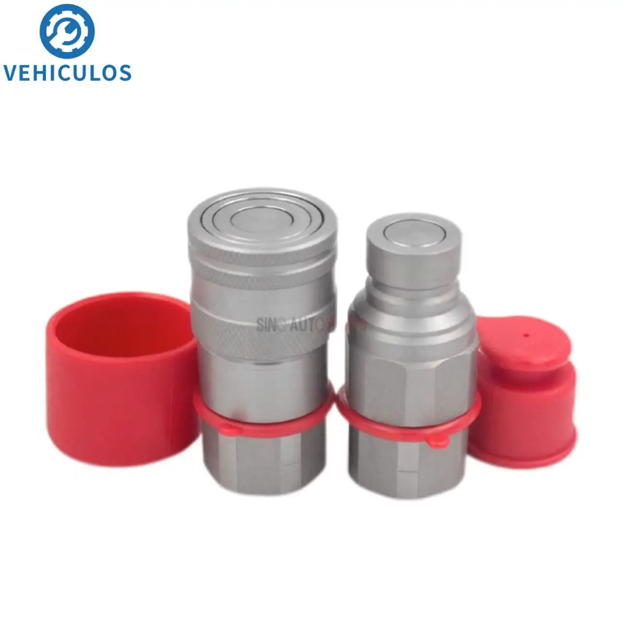 

Мини-набор гидравлических быстроразъемных соединителей с резьбой NPT 1/2 дюйма Bobcat с плоской поверхностью и пылезащитными колпачками, сменные аксессуары