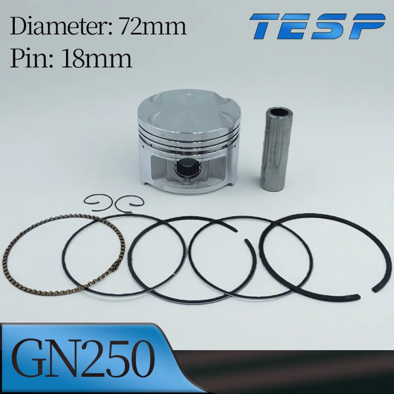 Para Suzuki GN250 72mm Kit de pistón de motocicleta GN250 DR250 GZ250 TU250 GN DR GZ TU 250 18mm anillo de pasador piezas de repuesto de motor