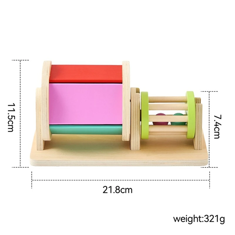 Montessori Baby Houten Speelgoed Macaron Kleur Roterende Muziek Drum Permanente Doos Rammelaar Speelgoed Cadeau