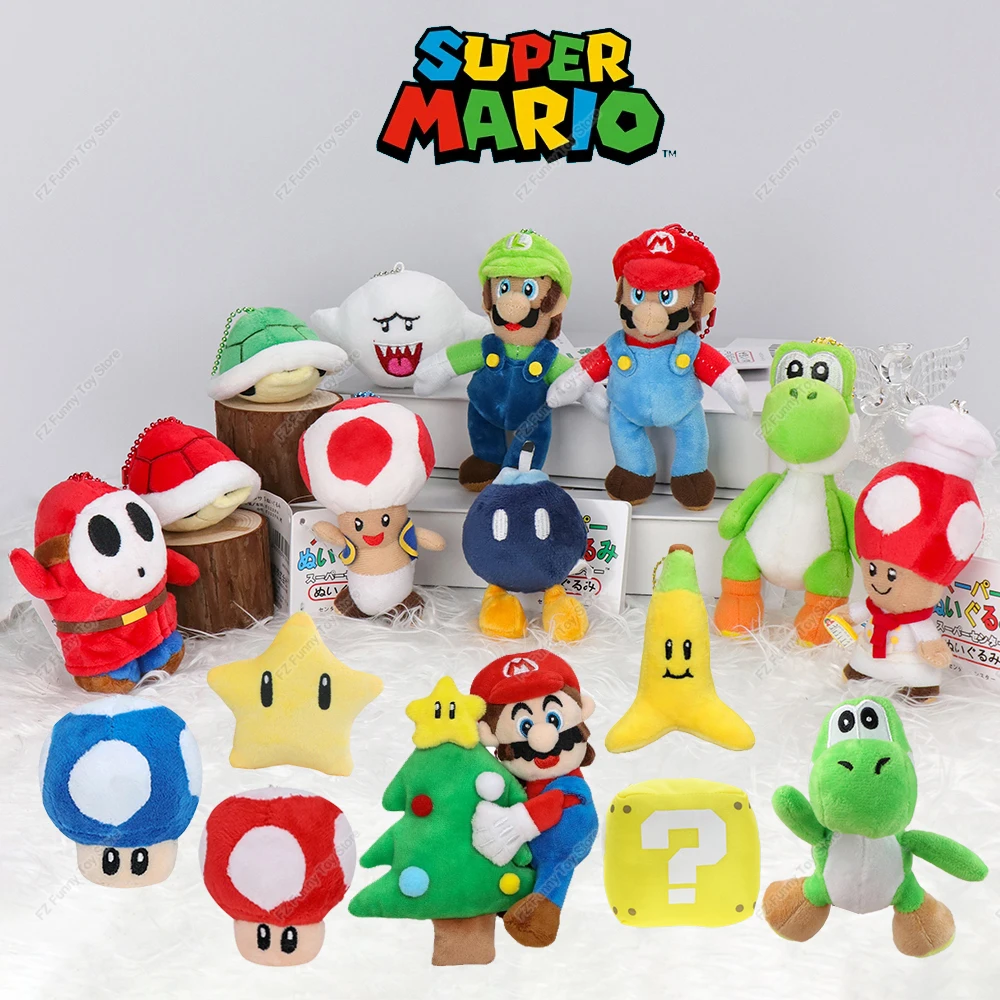 

Mario Luigi Yoshi Pendant Plush Doll Yellow Super Star Boo Bob-omb Koopa Troopa Toad Mushroom Toy Cute Backpack Decoration Dolls