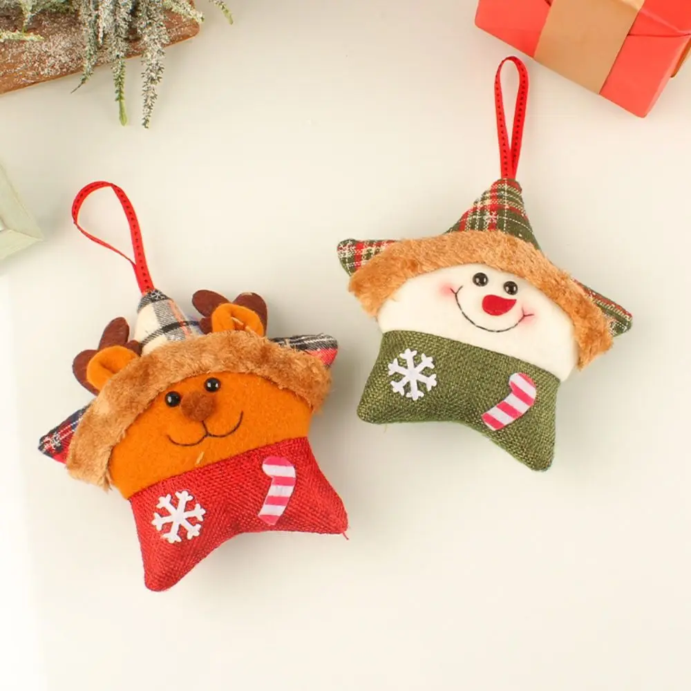 Elk Christmas Santa Pendant Plush Star Shaped Snowman Christmas Tree Pendant Hanging Snowman Xmas Tree Pendant Christmas