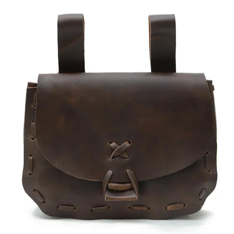 Paquete Medieval Vintage hecho a mano cinturón de cuero bolsa riñonera con cuerno LARP accesorios de disfraz renacentista para mujer NM31