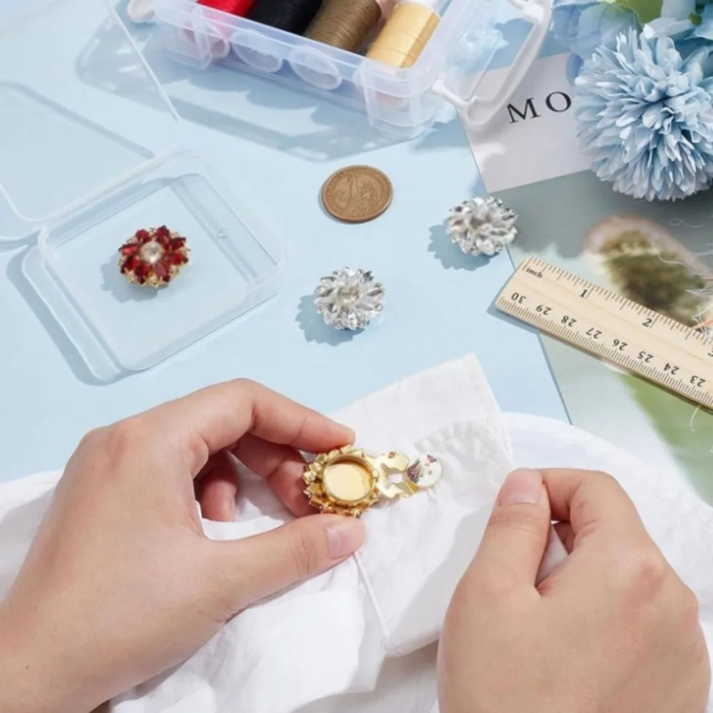 2PCS Creative Rhinestone Rhinestone Button Cover DIY Accessories Alloy Cufflinks Button Cover Shirt Button Box for Men Women