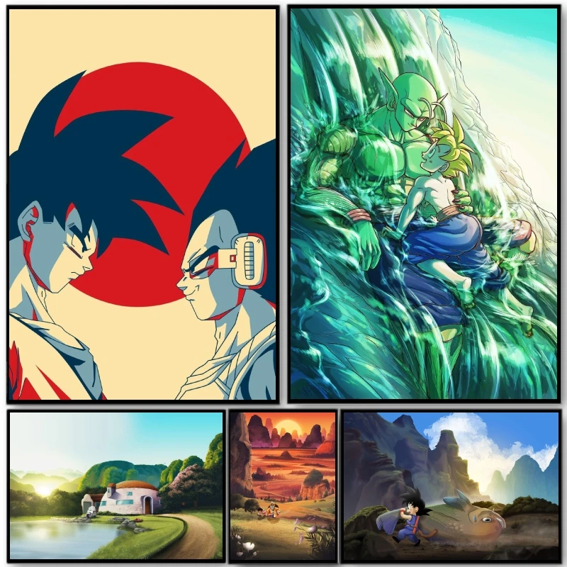 

Anime Posters Dragon Ball Goku Cuadros Best Gift Hanging Wall Art Comics Pictures Kid Action Figures Modern Living Room