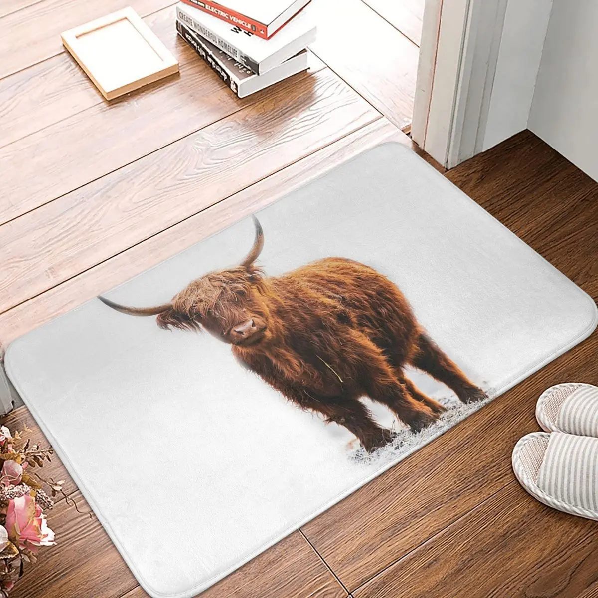 Scottish Highlander Cow Non-slip Doormat Floor Mat Durable Carpet Rug for Kitchen Entrance Home Bedroom Footpad Mats