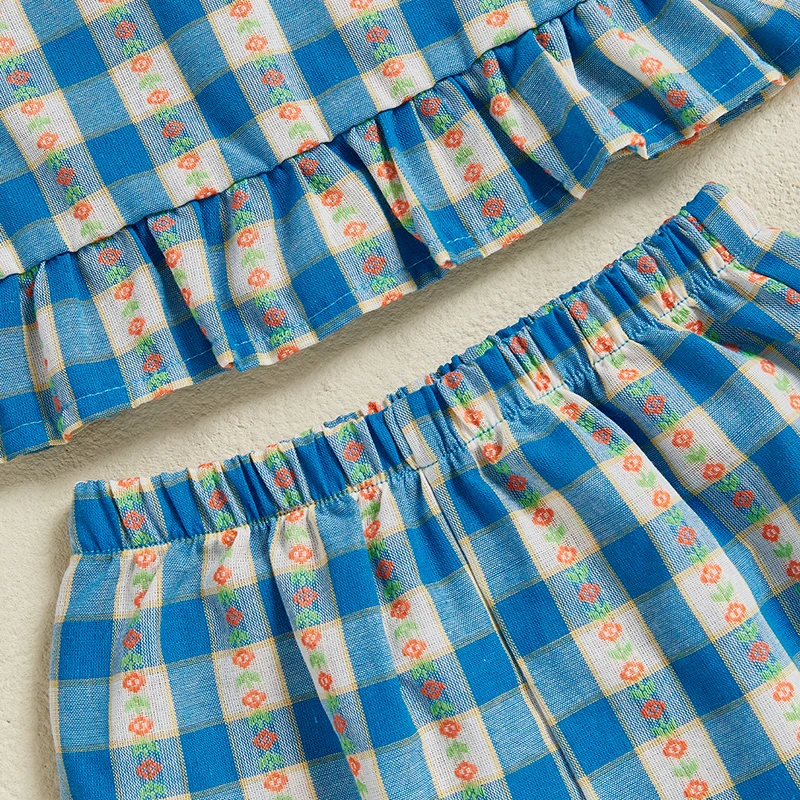 Adorabile completo estivo per bambina Top senza maniche con volant rosa a pois e pantaloncini con fiocco Set da 2 pezzi per bambino