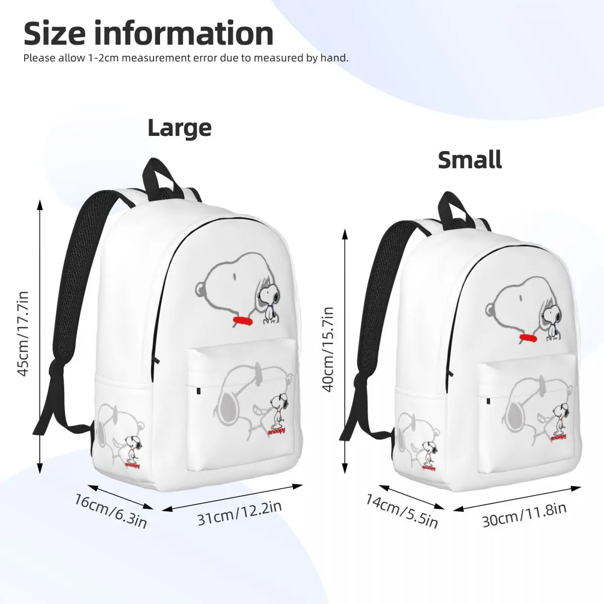 Peanuts Snoopy Cute Cartoon Fashion Backpack Outdoor Student Business Daypack for Men Women College Shoulder Bag