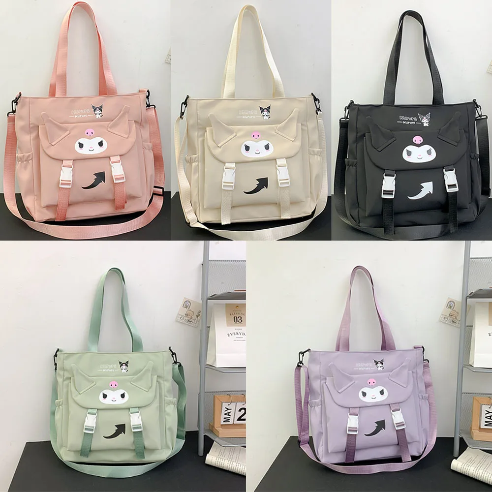 Kuromi Messenger Bag Sanrio Shoulder Bag Women\'s Simple Handbag Large Capacity Tote All-Match Backpacks College Students Satchel