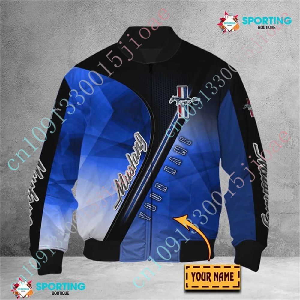 Mustang Windbreaker Thick Coat Jackets For Men's Clothing Harajuku Parkas Techwear Baseball Uniform Bomber Jacket Custom Logo