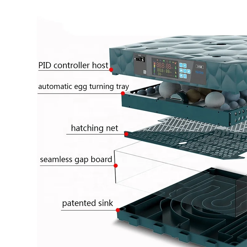 JIATAI classic green 64-320 egg incubator for poultry hatching 192 eggs