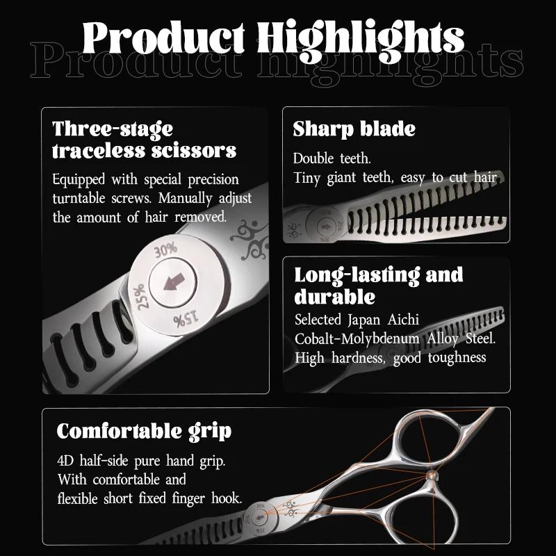 Yijiang professional double teeth hair thinning scissors barber shears japan steel hair cutting scissors salon hairdresser use