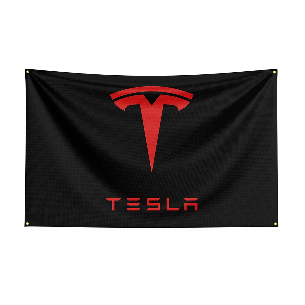 

90x150cm Teslas Flag Polyester Printed Racing Car Banner For Decor