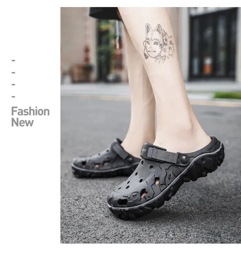 Herren-Sandalen, Sommer-Clogs, rutschfest, Strand-Trend, lässige Sandalen, atmungsaktiv, dicker Boden, hochwertige Lochschuhe, große Größe 45, 46, 47 – Detail 19