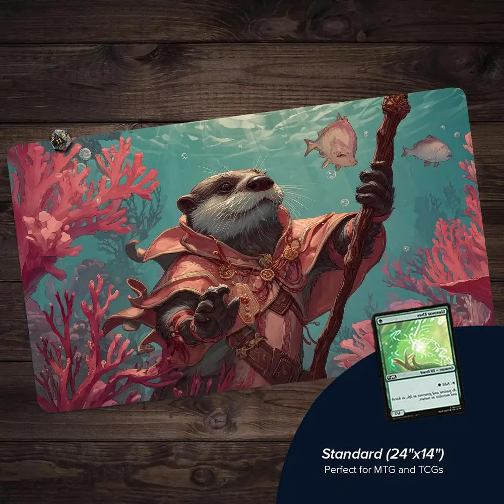 

Подводный фэнтезийный игровой коврик Otter Wizard MTG Magic Card Battle Mat Нескользящий коврик с прошитыми краями Magic mtg Настольный игровой коврик