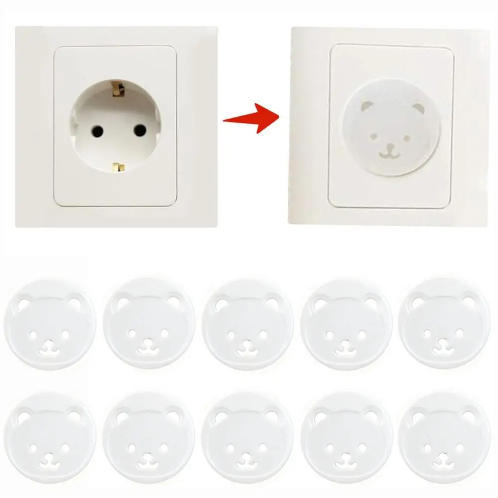 

New Plastic Electric Outlet Cover Bear Two Phase Safe Lock Cover Plug Protection Unisex Safety