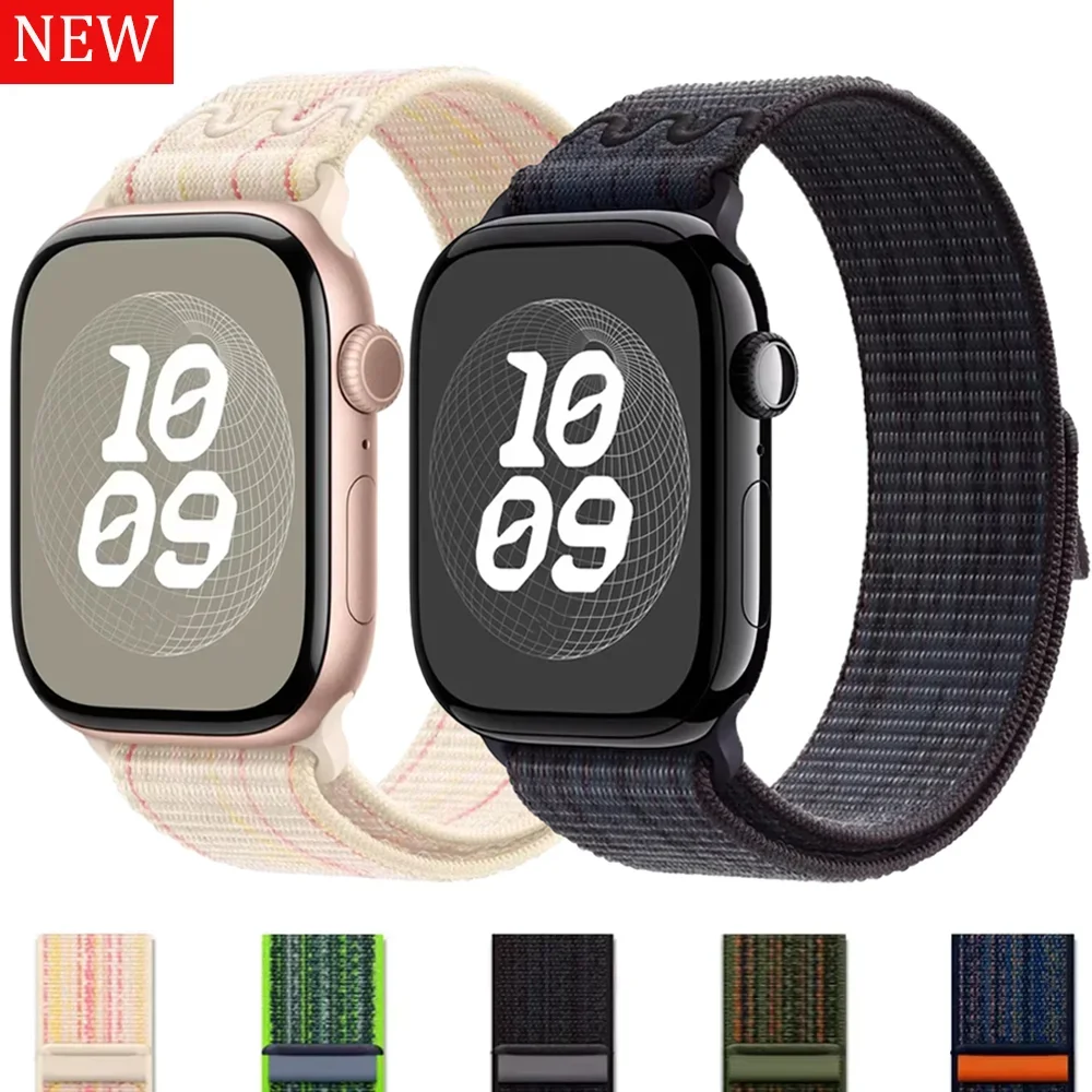 Stripe Strap for Apple Watch Bands 49mm Series 11-10-9-8-7-6-5-4-SE-Ultra 2-3 42mm 46mm 45mm 40 44mm 41mm iWatch Sport Nyon Loop