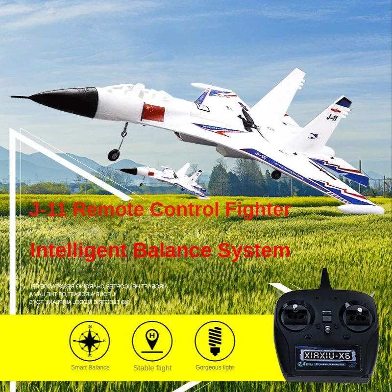 2000m RC Foam J11 Plane with GPS 2.4G 6Ch Remote Control Glider Fighter Smart Balance Aircraft Toys for Adults Children