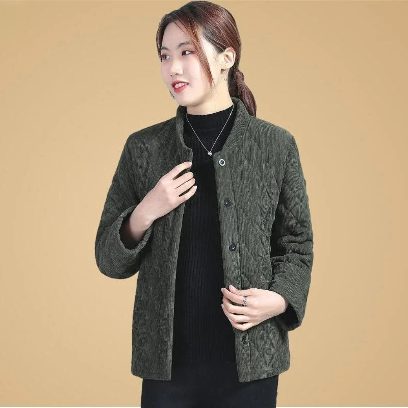 Corduroy Winter Coat Women Puffer Jacket Winter New Korean Style Long Ladies Over-the-knee Cotton Padded Jacket Keep Warm