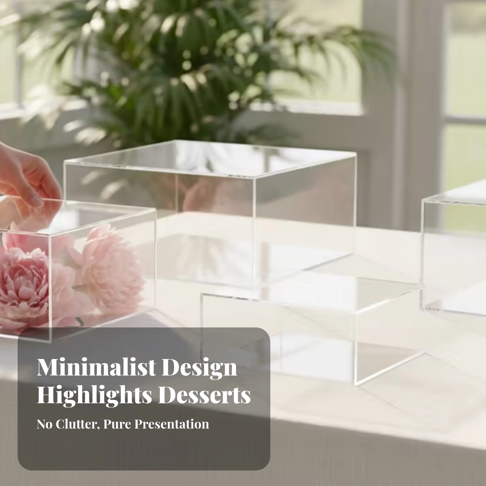 4 Pieces Display Box Clear Fillable Cake Riser Acrylic Cake Stand Transparent for Bakers, Dessert Tables, Weddings