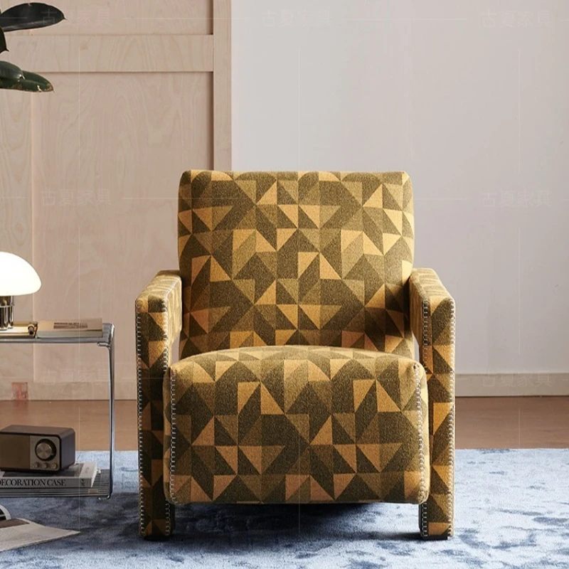 

Armchair Chinese antique living room balcony designer 7-character chair classic single leisure chair