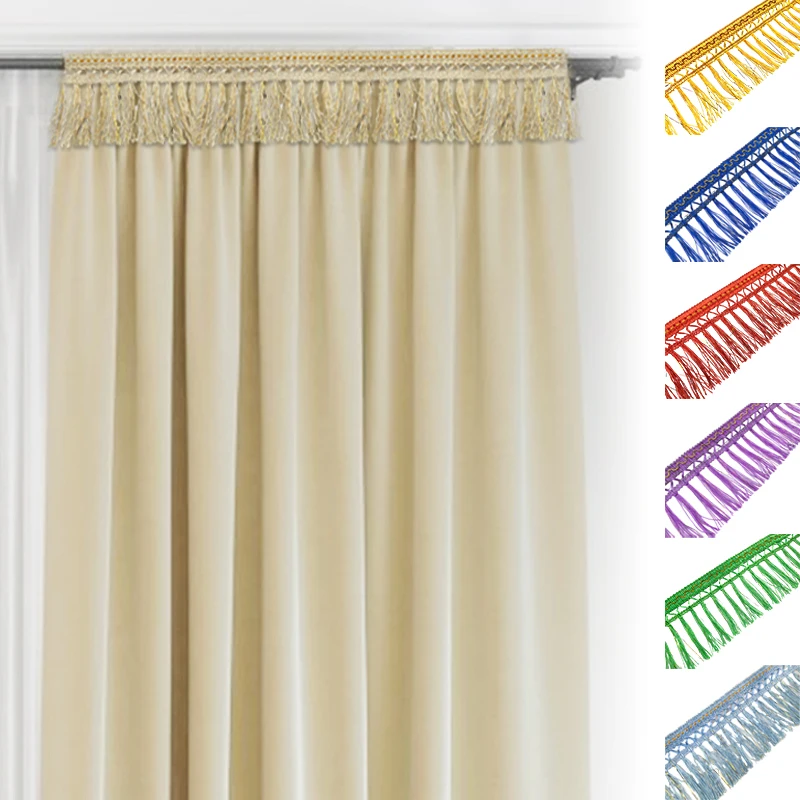 

11M Golden Silk Curtain Lace Trim Decorative Fringe for Windows Drapes Home Decor Dragon Beard Edge 9Cm Width