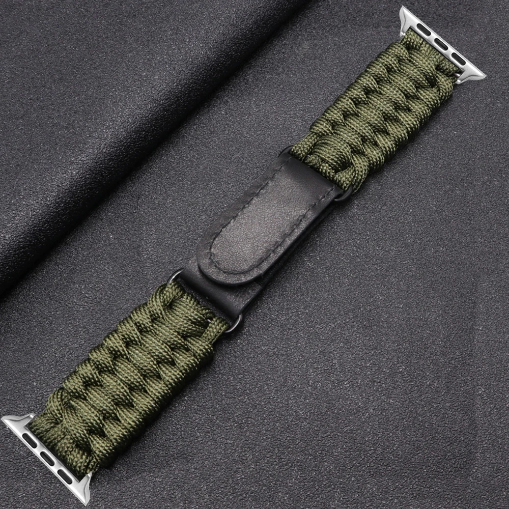 Rope Strap for Apple Watch Ultra 2 Band 49mm 45mm 44mm 42mm 41mm 40mm Rugged Nylon Braided Sport Loop iWatch 9 8 7 6 SE Bracelet