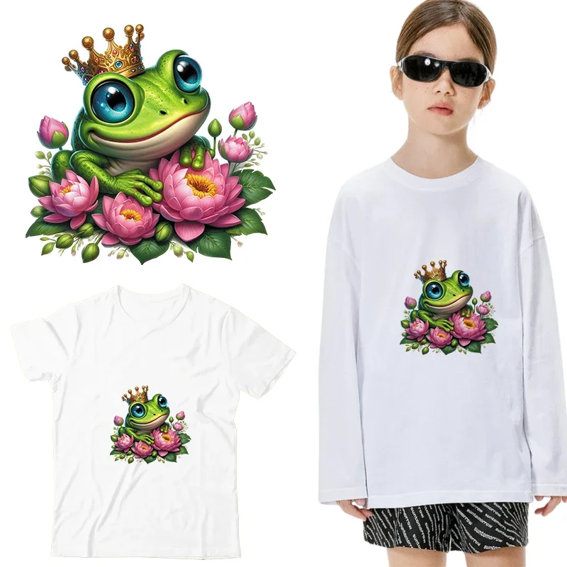 The cute and interesting Frog Prince Iron On Patch Heat Transfer On Clothes Iron on transfer dtf transfers ready to press