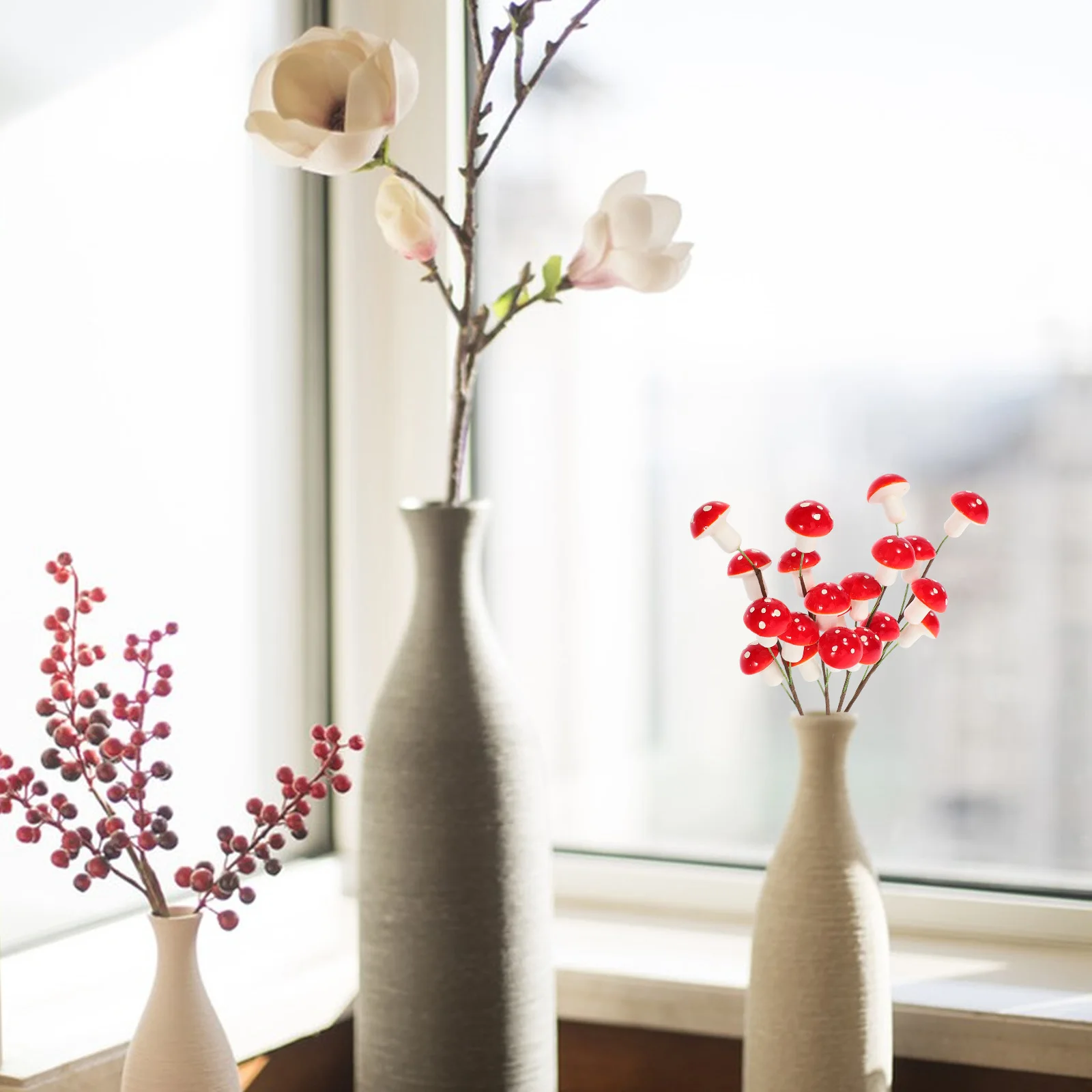 

4Pcs Foam Fake Mushroom Simulation Picks Red for Fairy Garden Micro Landscape Miniature Plant Pot Decorations Artificial