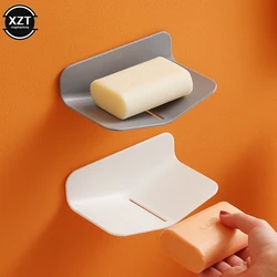 Wall Mounted Soap Holder Bathroom for Shower Self Adhesive Soap Dish Plastic Storage Box Bathroom Supplies