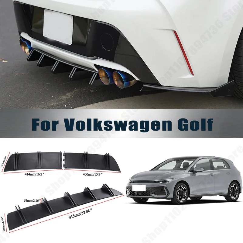 Rear Bumper Shark Fin Diffuser ABS Curved Aero Splitter Anti-Collision Chassis Protector For Volkswagen Golf Car Styling