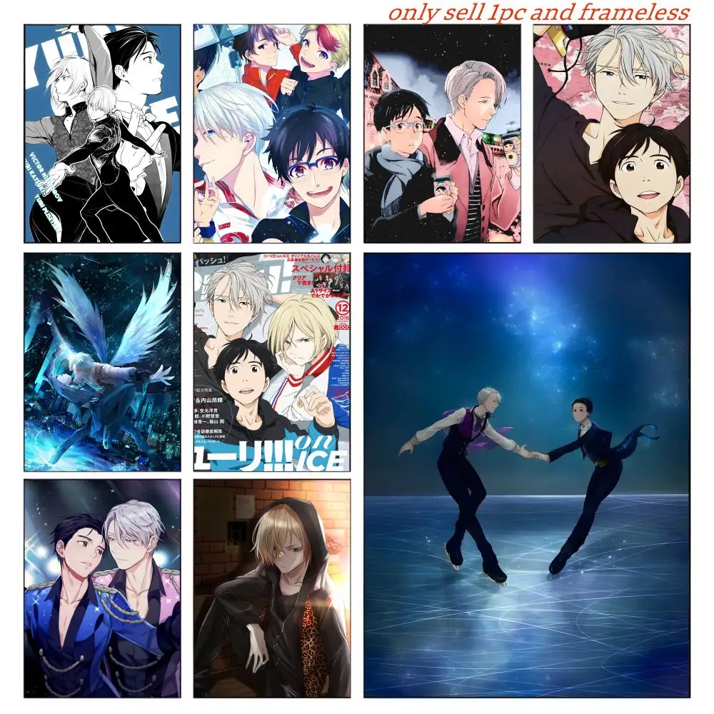 Pósteres de anime Y-yuri On Ice, decoración adhesiva Vintage para habitación, hogar, Bar, cafetería, decoración Kawaii para habitación