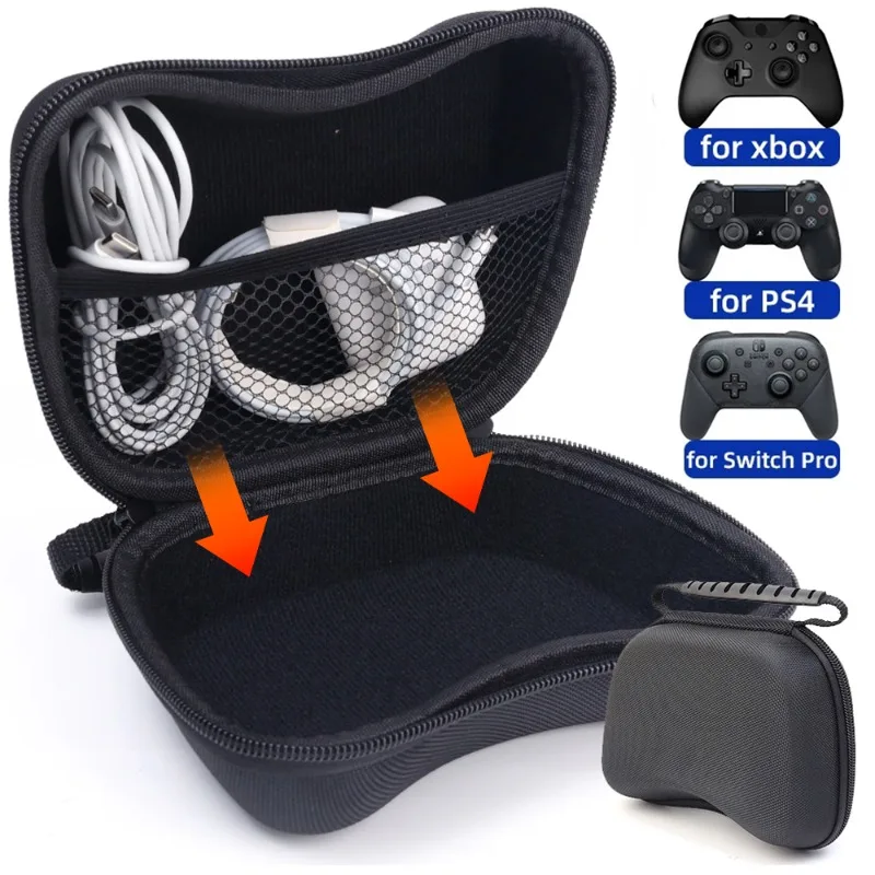 Gamepad Storage Bag Game Handle Shockproof Hard Zipper Case Portable for Xbox One/Switch Pro/PS3/PS4 Joypad Packet Pack