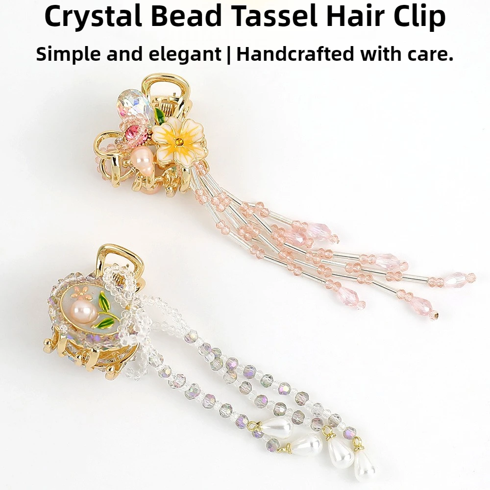 

Handcrafted Crystal Bow Side Clip Hairpin Premium Peach-Colored Hair Accessory Side Hair Ornament Women's Gift Recommendation