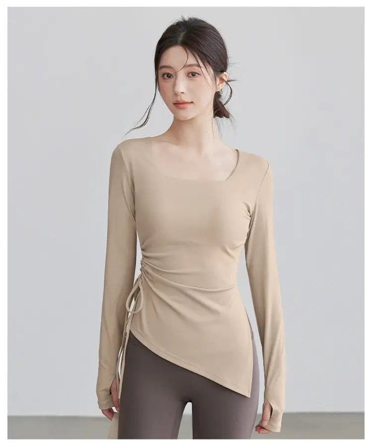 Herbst-Winter Yoga-Bekleidung, Taillenformend, Lauf- und Fitness-Langarmshirt, Professionelles Trainings-Pilates-Oberteil, Atmungsaktiv, Schnelltrocknend – Detail 11