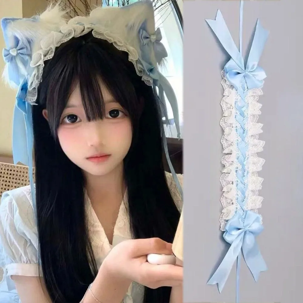 

Sweet Lolita Lace Headband Jk Ribbon Bow Ruffled Hairband Kawaii Hair Accessories Anime Maid Cosplay Headdress Cosplay Accessory
